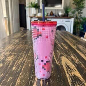 Starbucks - Pink Pixel Heart Studded Tumbler – 24oz Venti (2024 Valentine’s)